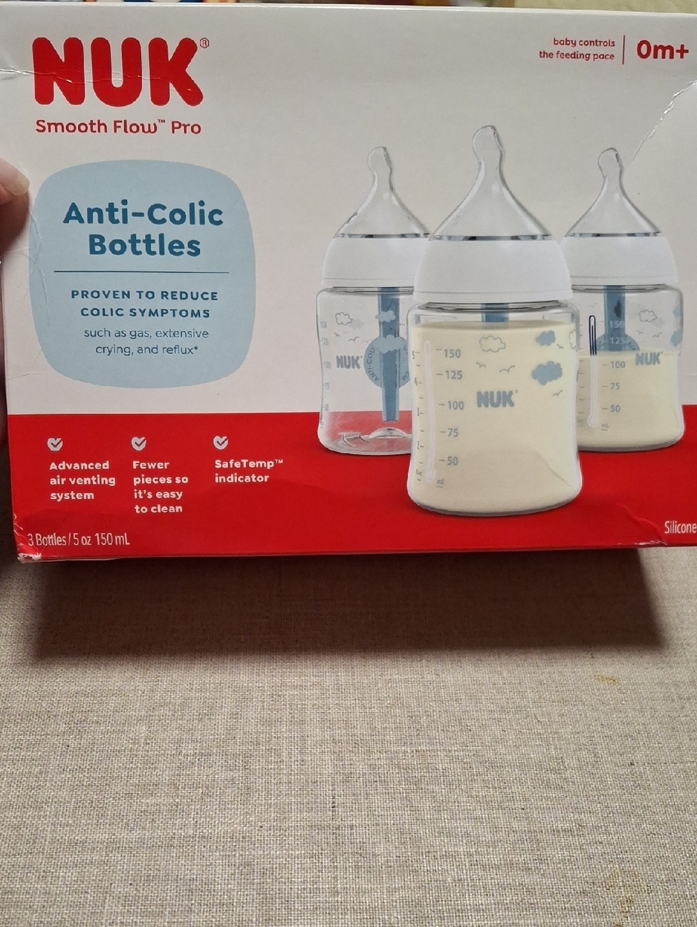 Nuk 3 Anti Colic Bottles Om+ New